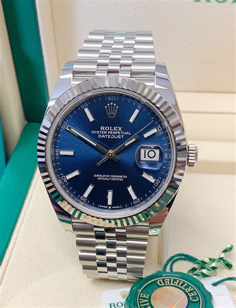 rolex datejust 41mm blue dial oyster|Rolex Datejust 41mm price.